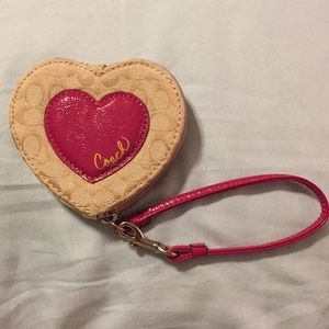 Coach heart shaped coin purse w/ wristlet